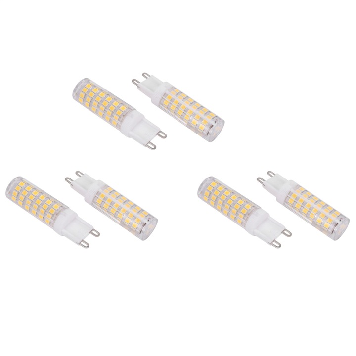 6 db G9 LED izzó készlet, 10W, természetes fehér, kerámia, villódzásmentes, 1000 lm, 68,3x18,6 mm