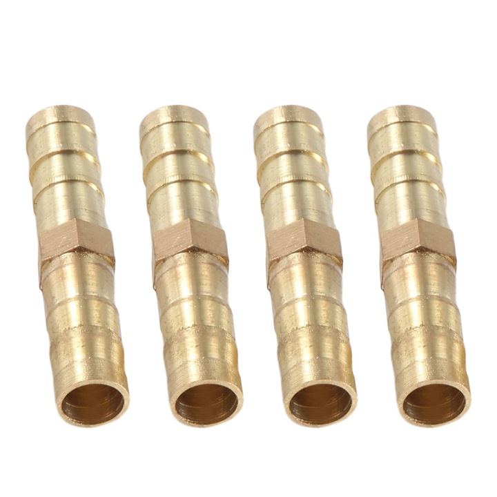 5 db lég-/gáztömlő csatlakozó készlet, 8 mm, sárgaréz, arany színű, mérete 39x9 mm
