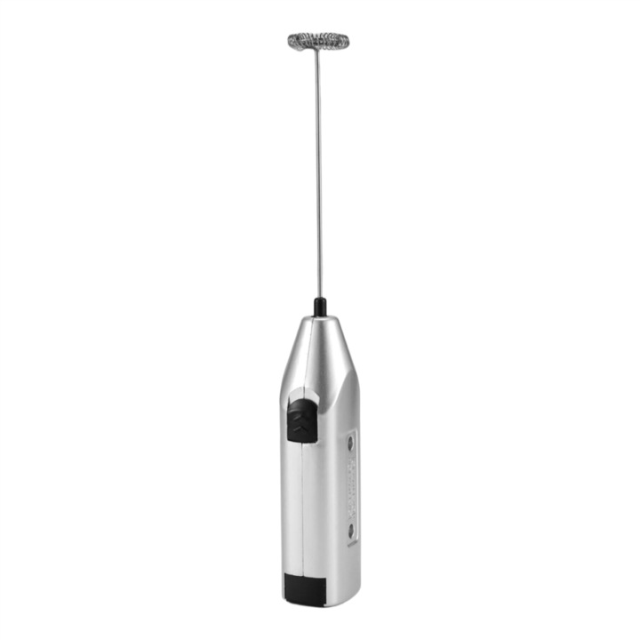 Elektromos tejhabosító, mini mixer, klasszikus design, inox, 3.5x20cm, 1 db-os szett.