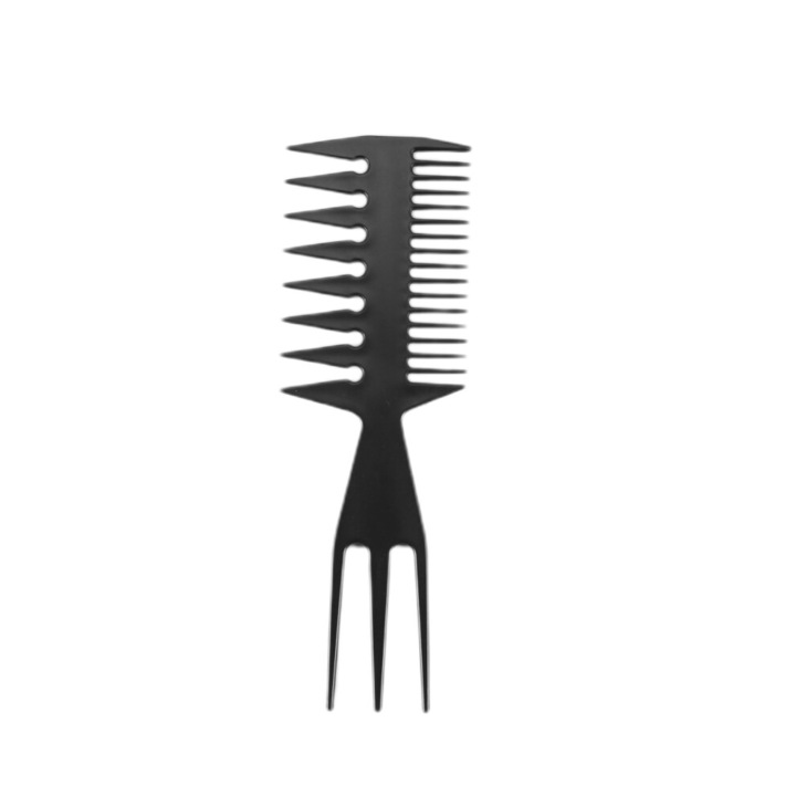 Pieptene cu dinti lati, unisex, plastic, 20x7x0,5cm, negru, set 1 buc.
