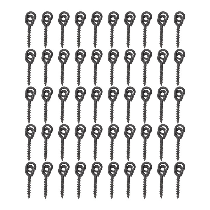 Set 50 bucati suruburi pentru boilies cu inel solid, negru, 1,2cm