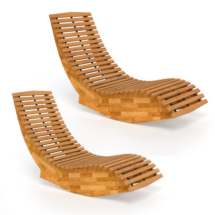 Set Balansoare, Outsunny, Lemn de Acacia, 60 x 156 x 77 cm, Lemn natural