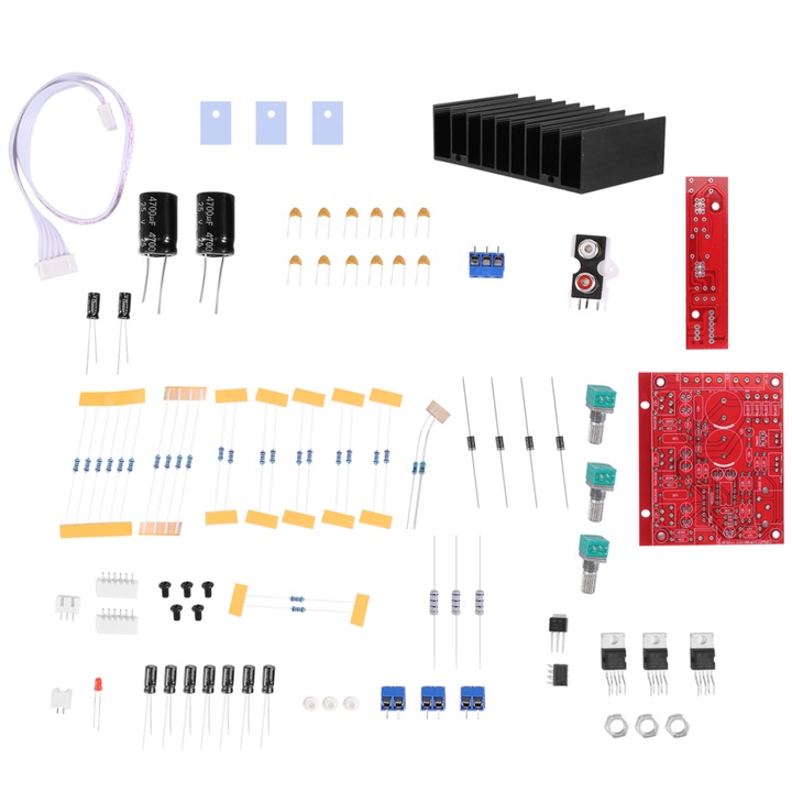 TDA2030A 2.1 erősítő panel audio hangszórókhoz, 12W, piros, barkács készlet