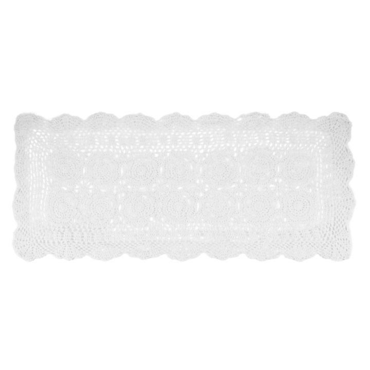Kézzel horgolt pamut csipketerítő, fehér, 90x40cm, 1 db-os szett.