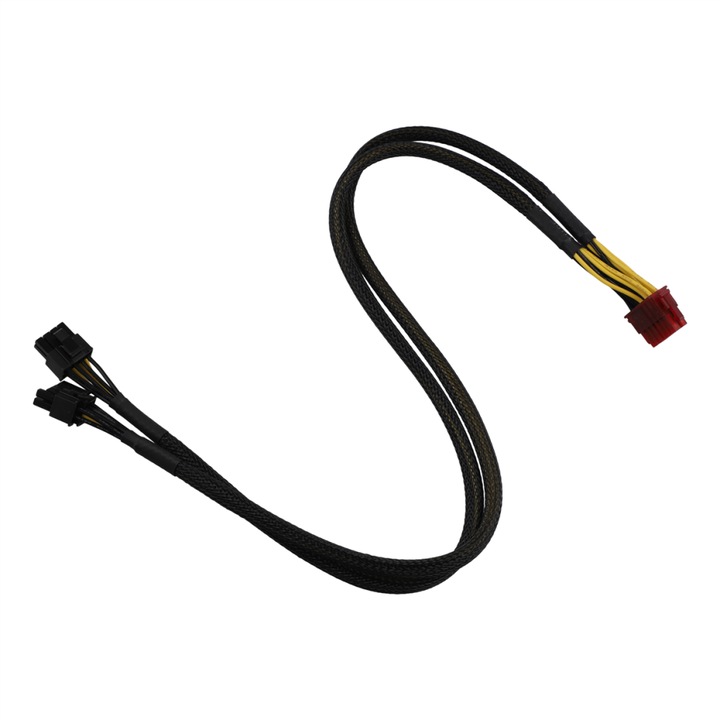 Cablu de alimentare 12-pin la dual 8-pin PCI-E (6+2-pin) pentru surse de alimentare modulare, 60cm, negru, galben, rosu