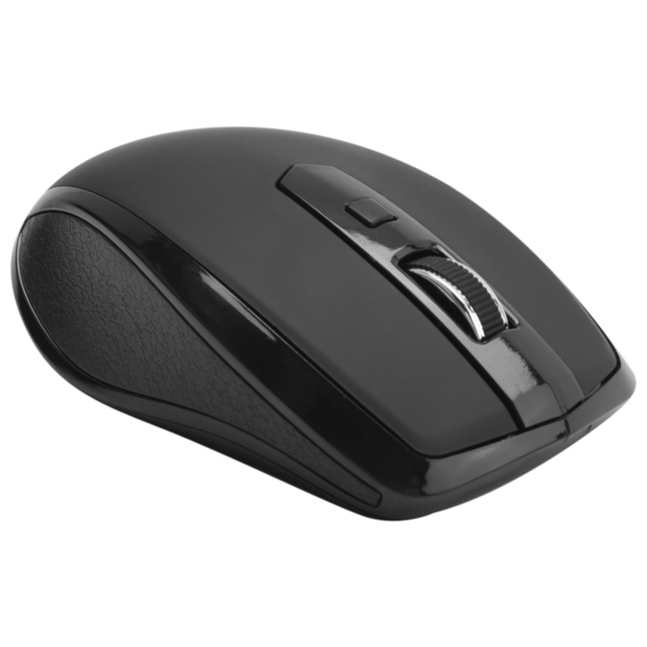 Безжична мишка 2.4 GHz с USB-C приемник, черна, ергономичен дизайн, регулируемо DPI