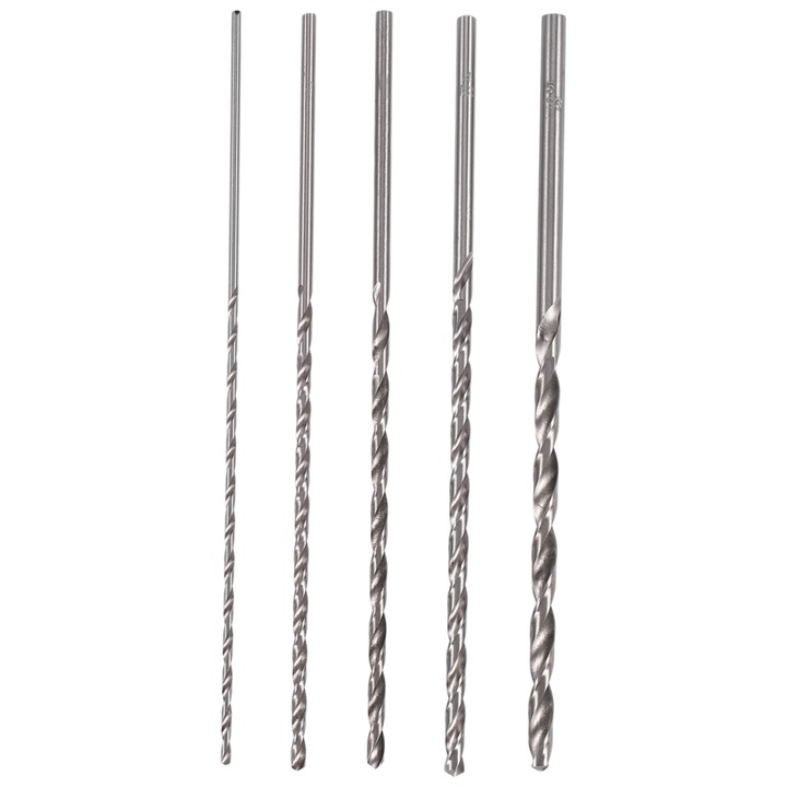 5 db HSS extra hosszú fúrókészlet 150mm, 2mm-5mm, ezüst