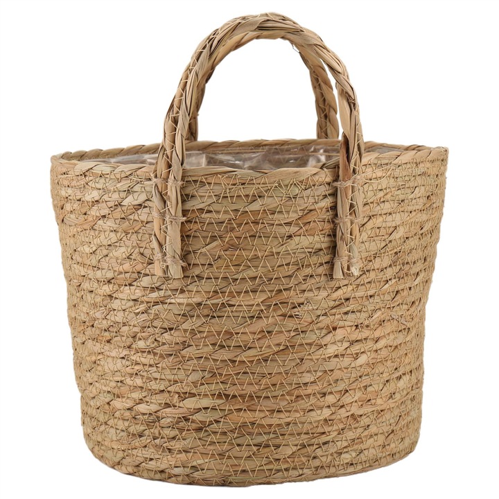 Ghiveci din iarba de mare, suport pentru flori, 25x25x20cm, decor interior/exterior, set 1 buc.