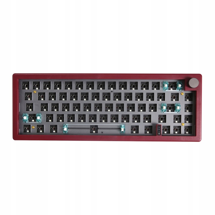 Zuoya GMK67 Red mechanikus billentyűzet hotswap, vezeték nélküli USB/2.4G/Bluetooth 5.0, RGB south-facing, gasket mount habszigeteléssel, Piros, 65%