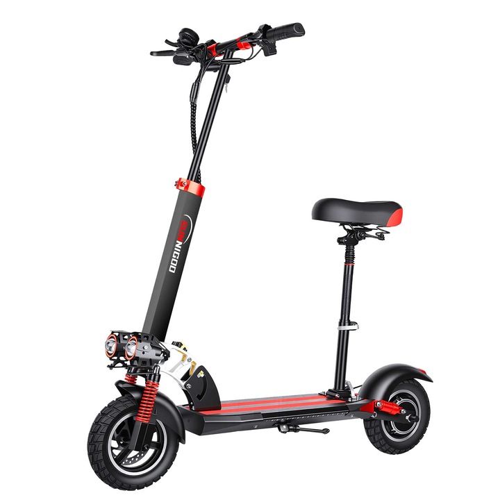 Trotineta electrica Sunnigoo N3MAX, motor 800W off-road, baterie 48V 13Ah, viteza maxima 50 km/h, autonomie 35-45 km, roti 10 inch pneumatice, scaun detasabil, IP54, Negru
