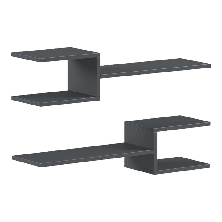 Raft de perete VivaDeco Galler, antracit, 79x19.5x18 cm, 2 rafturi