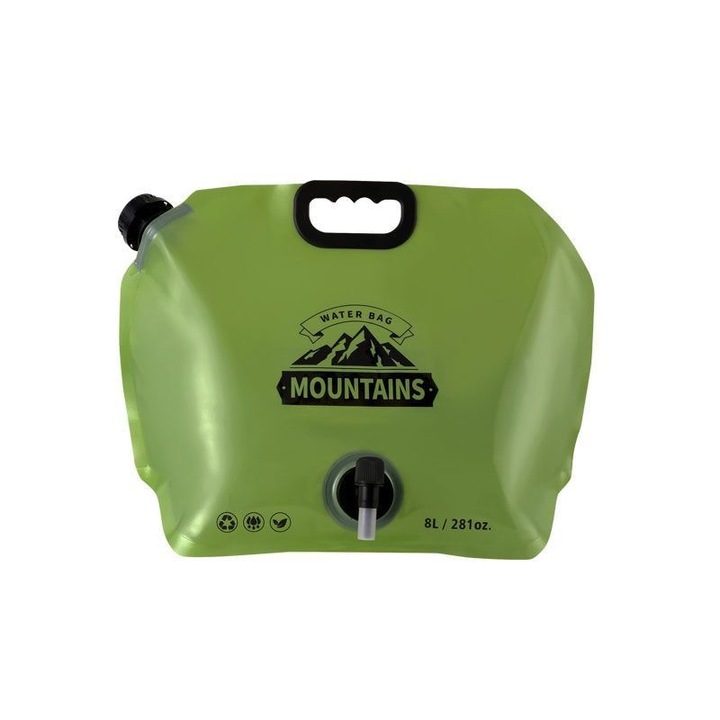 Recipient pliabil 8L cu robinet, multifunctional, verde