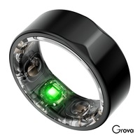 Inel inteligent Smart Ring Grova Hart, monitorizare somn, activitate si fitness, ritm cardiac continuu, SpO2, autonomie 10 zile, titan, 5ATM, fara abonament, iOS si Android, negru, marimea 8