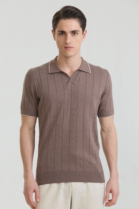 Felix Hardy, Tricou polo din bumbac cu striatii, Maro pamantiu