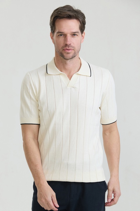 Felix Hardy, Tricou polo din bumbac cu striatii, Crem