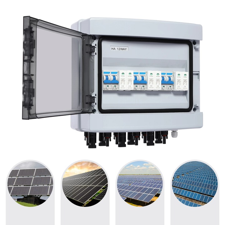 Cutie de combinare solara, cutie PV DC, 25 A, cu intreruptor automat, cu comutator de deconectare, pentru panouri solare