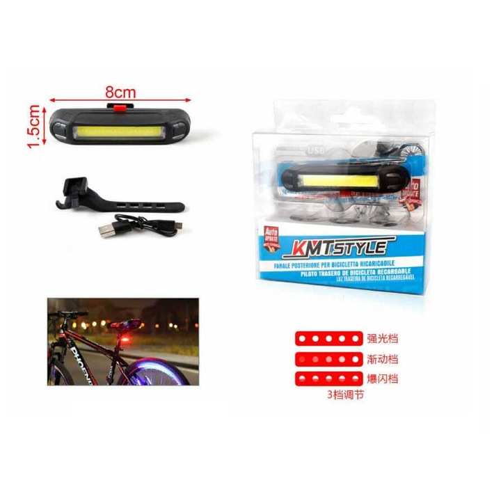 USB-ről tölthető COB LED hátsó kerékpár lámpa 3 üzemmóddal Kmt STYLE