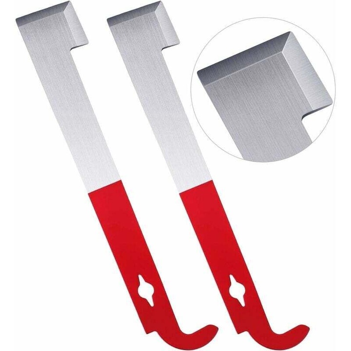 Unelte apicole, 2 seturi, J-hook din otel inoxidabil, argintiu si rosu, 26.67cm