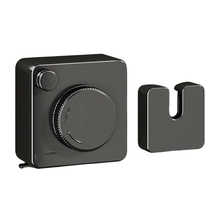 Sarma de rufe retractabila, 4.2m, negru, pentru interior-exterior, montare pe perete, rezistenta la rugina
