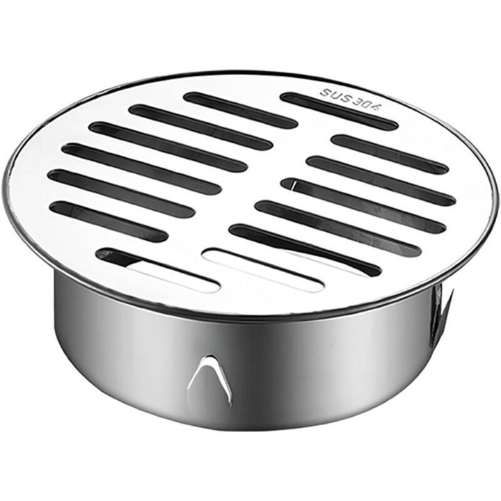Sifon de pardoseala, inox, rotund, antiblocant, 110mm