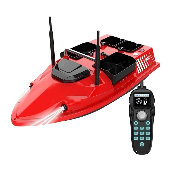 Barca Plantat, Nadit si Momit, 4 camere, giroscop, LED, telecomanda, 500m, FlytecRC V803 5200mAh