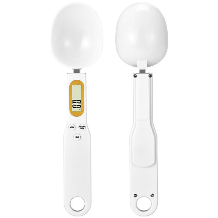 Cantar digital cu lingura pentru bucatarie, capacitate 500g, precizie 0.1g, alb