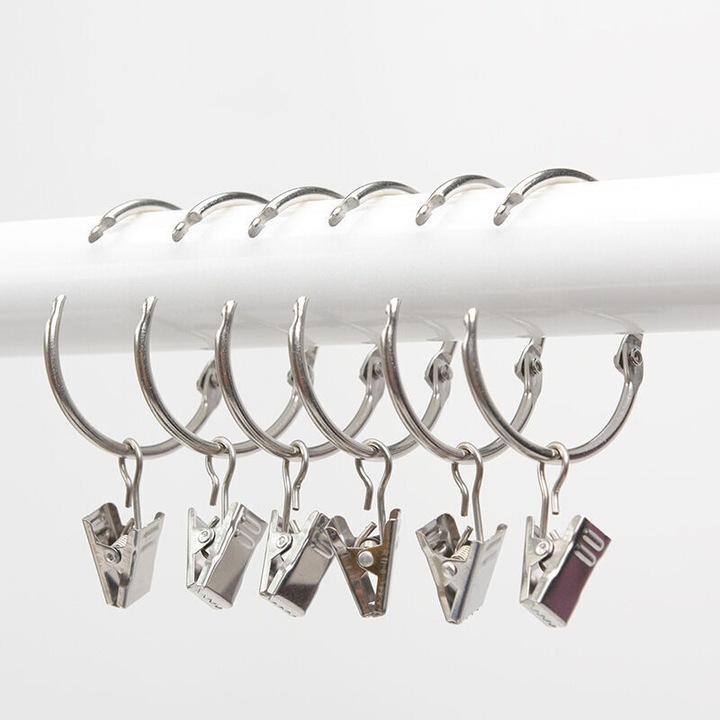 Set inele metalice pentru perdele, 20 bucati, 38mm, inox 304, argintii