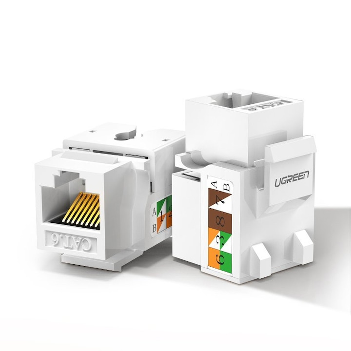 Modul rețea Ugreen Keystone Ethernet Cat 5e 8P8C RJ45 100 Mbps alb