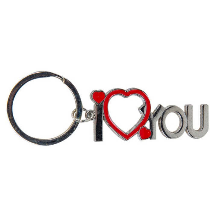 Fém kulcstartó I love you felirattal