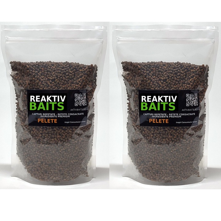 Pelete REAKTIV BAITS Faina de Peste, 4mm, 1,6 kg (2 X 800 g), Pachet 2 bucati