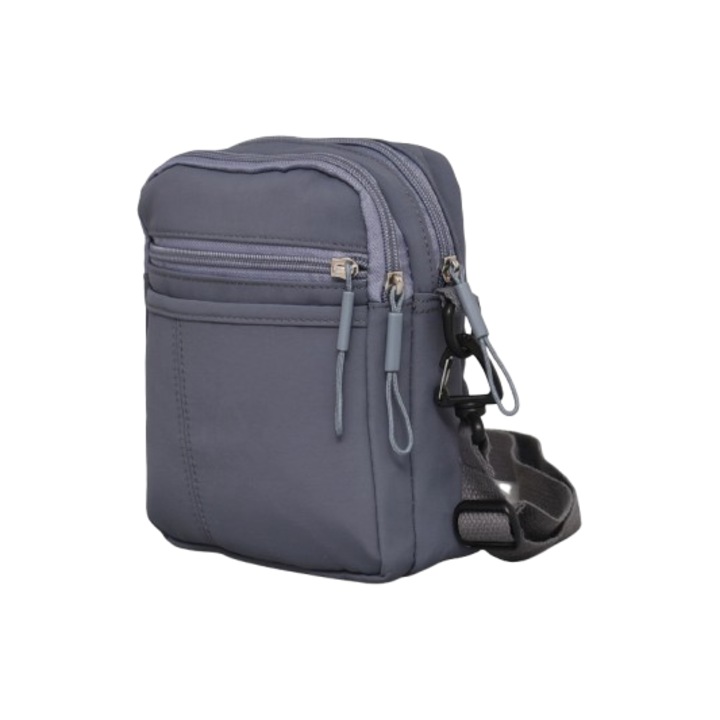 Férfi táska 9854, 15/19/7 cm, Textil, Szürke