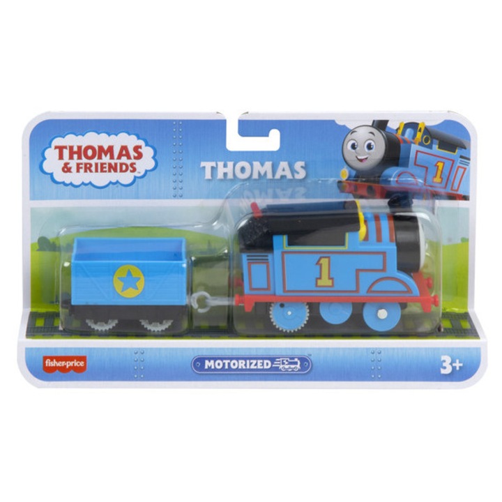 Locomotiva motorizata Thomas, Mattel, set incluzând trenul si vagonul de marfa, 20x5x4cm, multicolor
