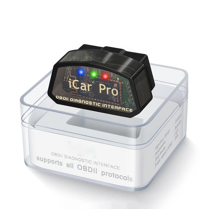 Interfață de diagnosticare auto OBD2, AjieQaQ, WiFi, Negru, pentru iOS și Android
