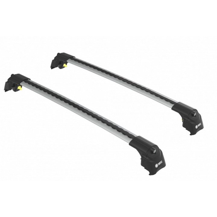 Set bare transversale TURTLE AIR2 pentru AUDI A6 Avant 2019-2026, Pentru bare longitudinale integrate, Railing plin, Aerodinamic, Aluminiu, Argintiu, 2 bucăți