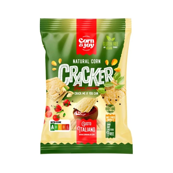 Crackers din porumb cu aroma Italiana (fara zahar, fara gluten, vegan) 100g - Corn&Joy