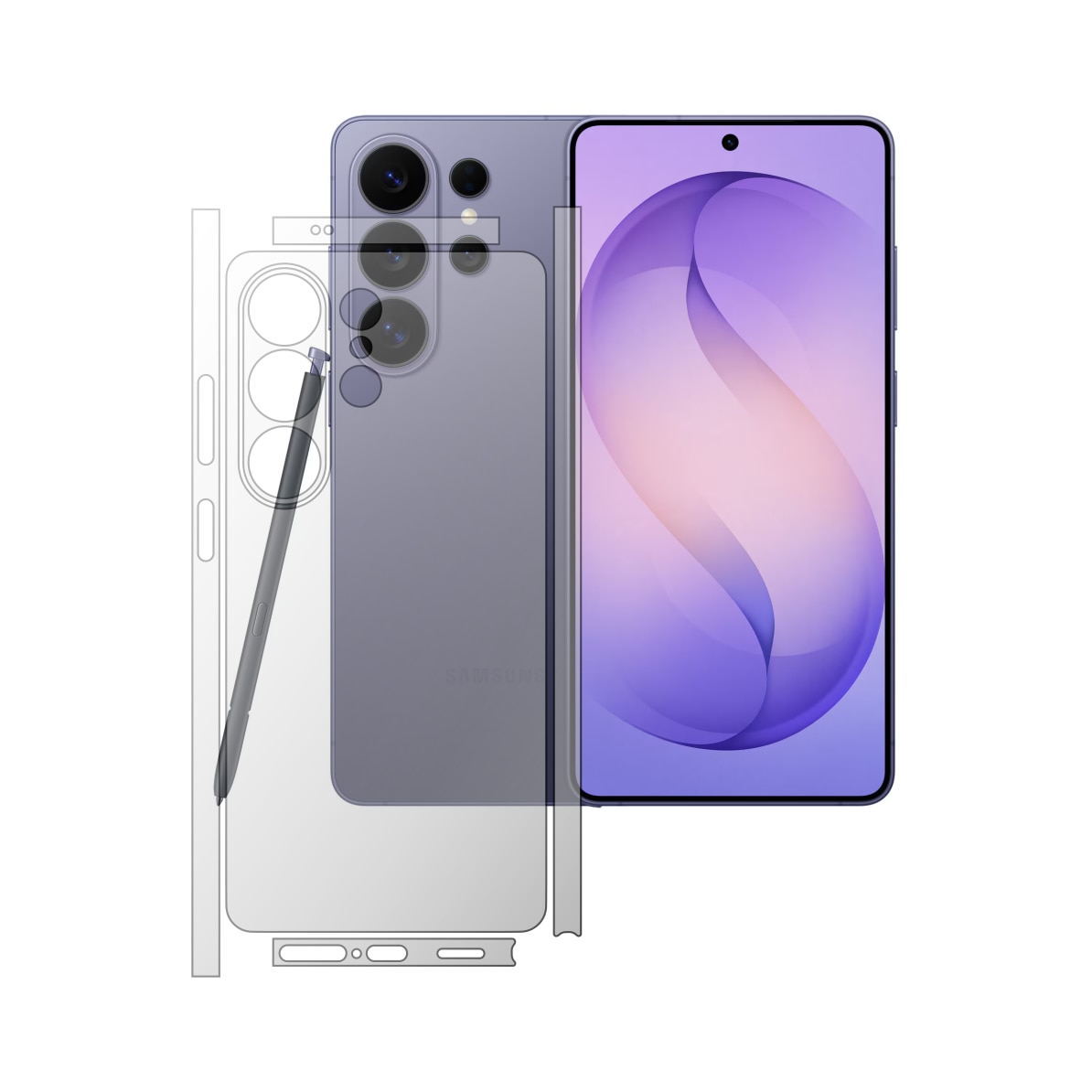Folie Protectie Spate iSkinz Mata pentru Samsung Galaxy S26 Ultra - Split Cut, Siliconica pentru Spate si Laterale, Skin Adeziv Matte Anti-Amprenta Flexibil