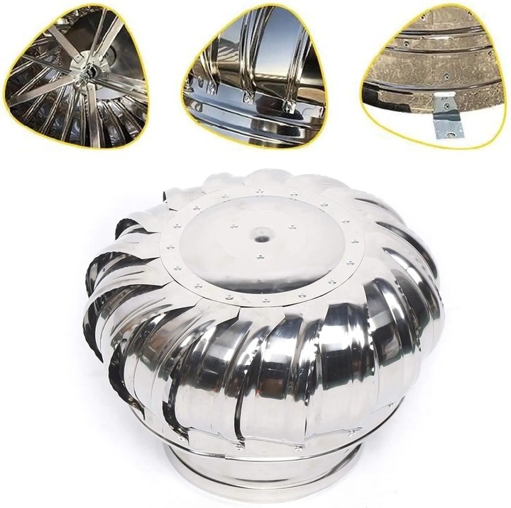 Tetőventilátor, ötvözött acél, ezüst, 160mm, 1kg, tetőre szerelhető