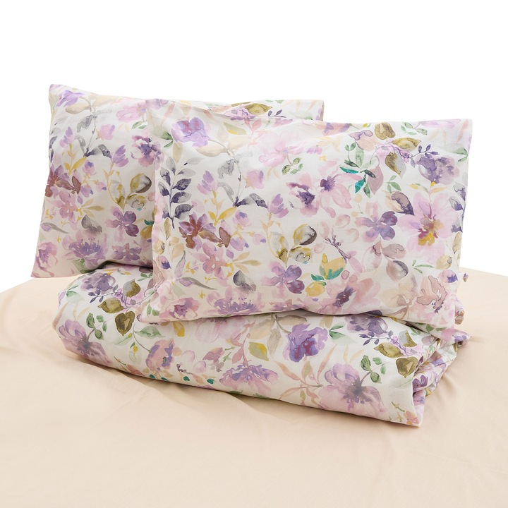 Lenjerie de pat pentru 2 persoane Fresh Alma Heinner Home, 100% bumbac 132 TC, cearsaf pilota 180x200 cm, cearsaf pat 200x220 cm, 2 fete de perna 50x70 cm, 4 piese