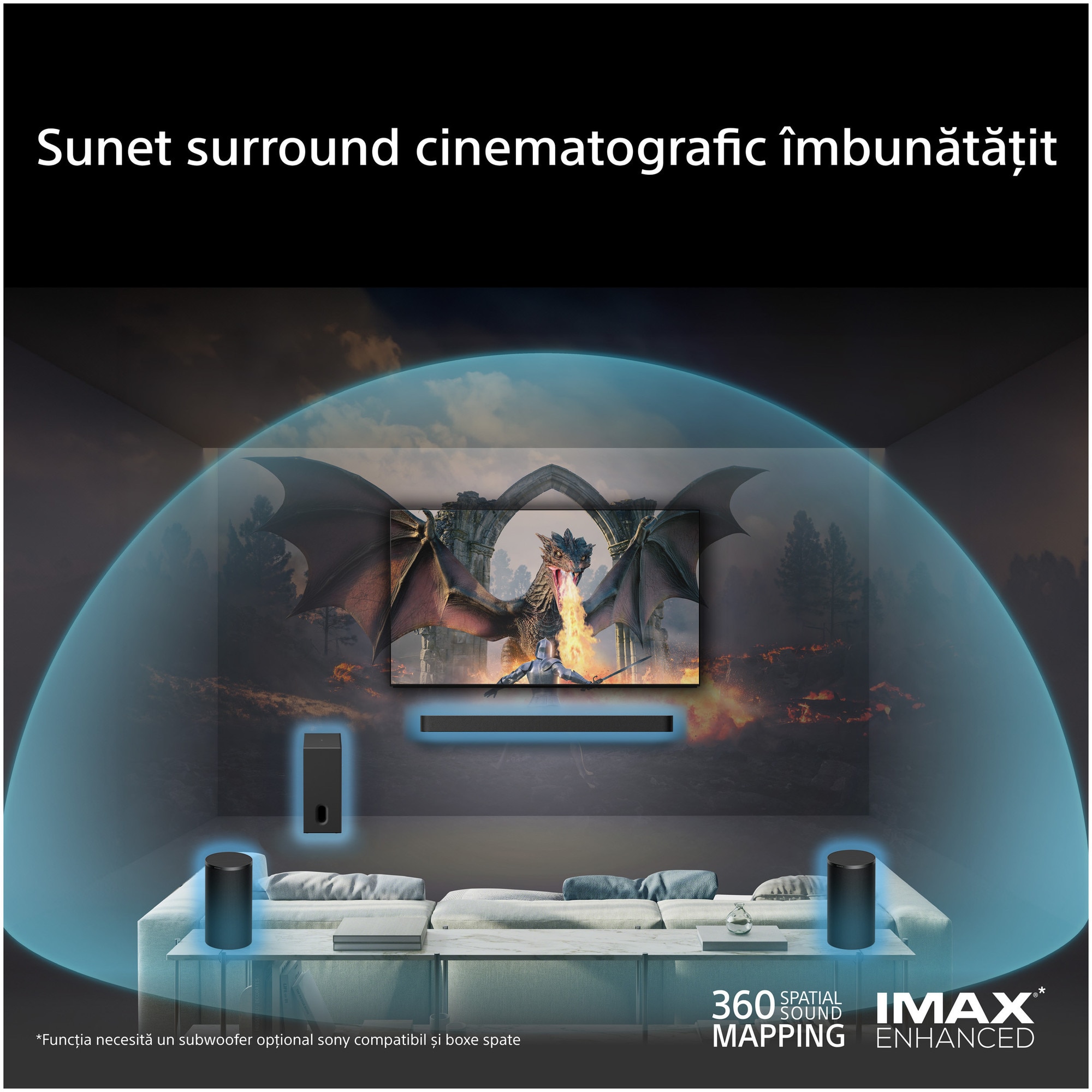 Kit surround Sony BRAVIA Theatre Rear 9 SA-RS9, 180W, 6ch, Wireless, Negru