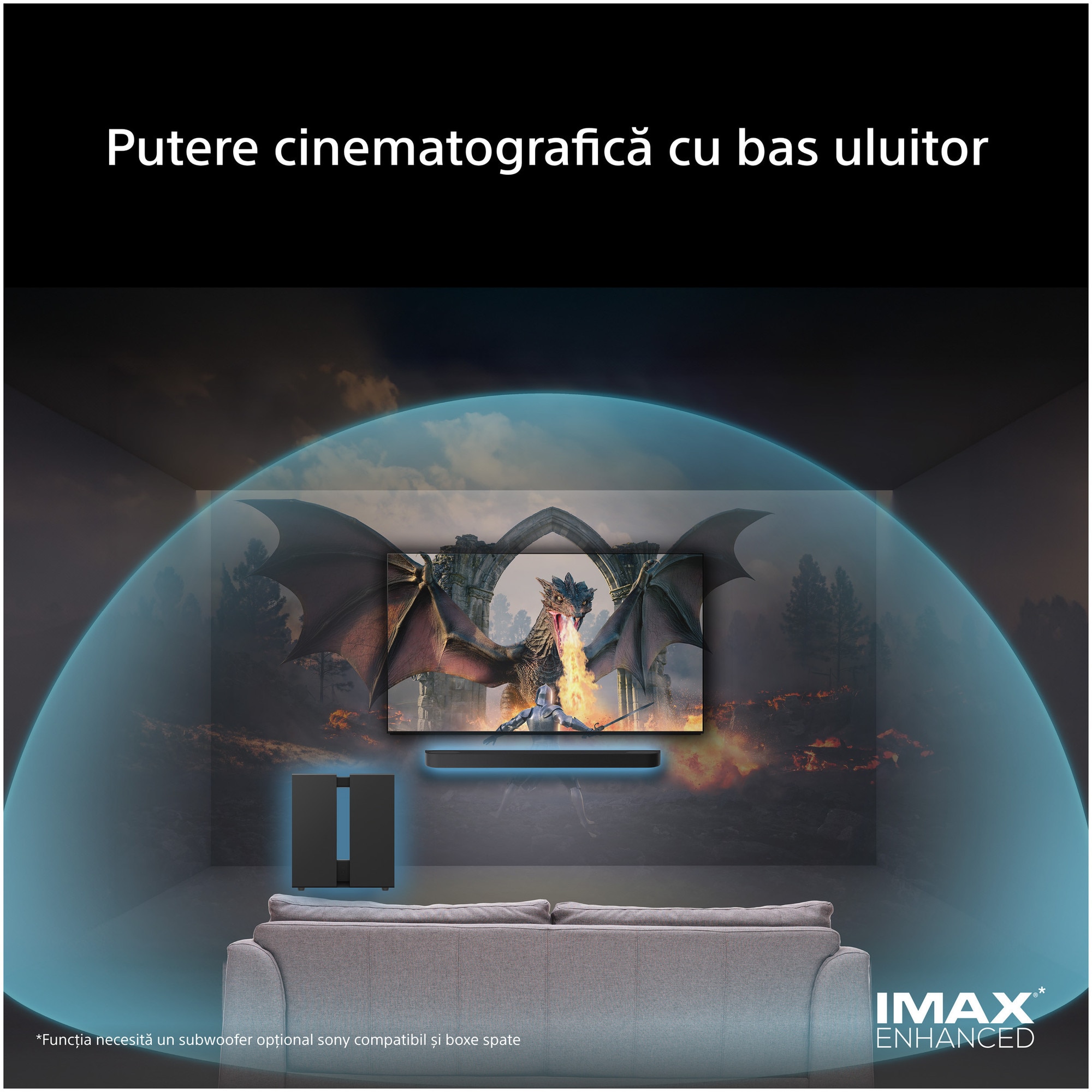 Subwoofer Sony BRAVIA Theatre Sub 9 SA-SW9, 2ch, 600W, Wireless, Negru