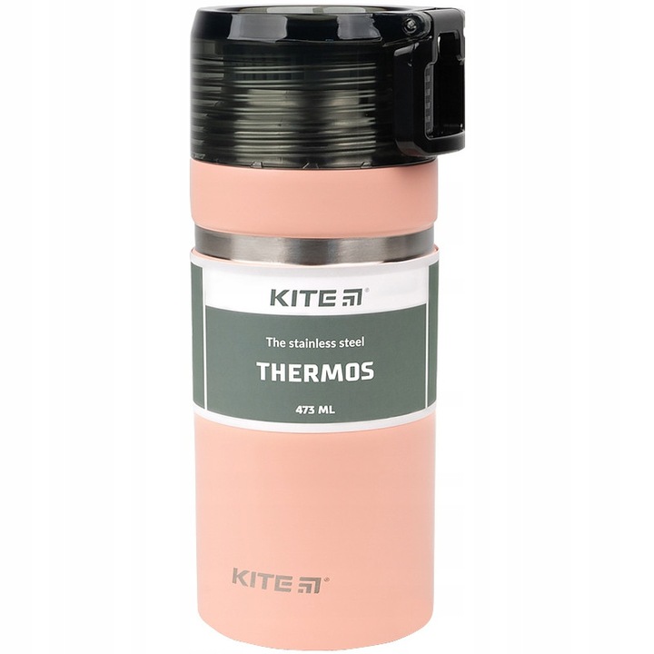 Termos pentru bauturi, pentru apa, cafea, ceai, otel inoxidabil, pentru scoala, 470 ml, Kite