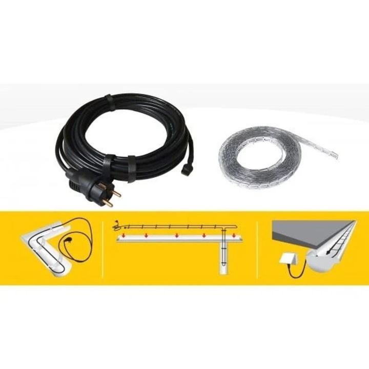 Kit cablu protectie inghet jgheaburi, putere 1200 Watt, lungime cablu 40 m, tensiune 230 Volt