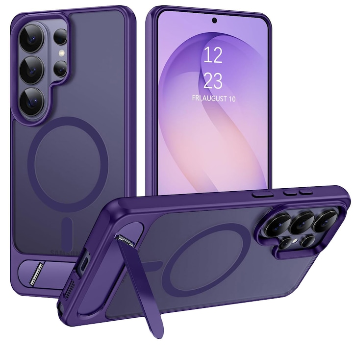 Husa pentru Samsung Galaxy S26 ULTRA, compatibil cu MagSafe, Protectie standard Militar, cu Suport Metalic Incorporat, Violet