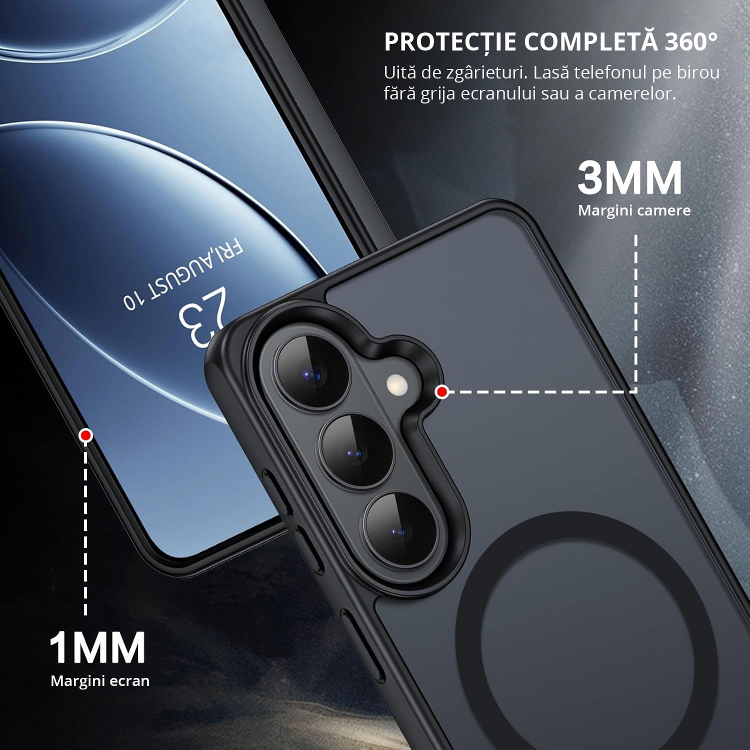 Husa pentru Samsung Galaxy S26, compatibil cu MagSafe, Protectie standard Militar, cu Suport Metalic Incorporat, Negru