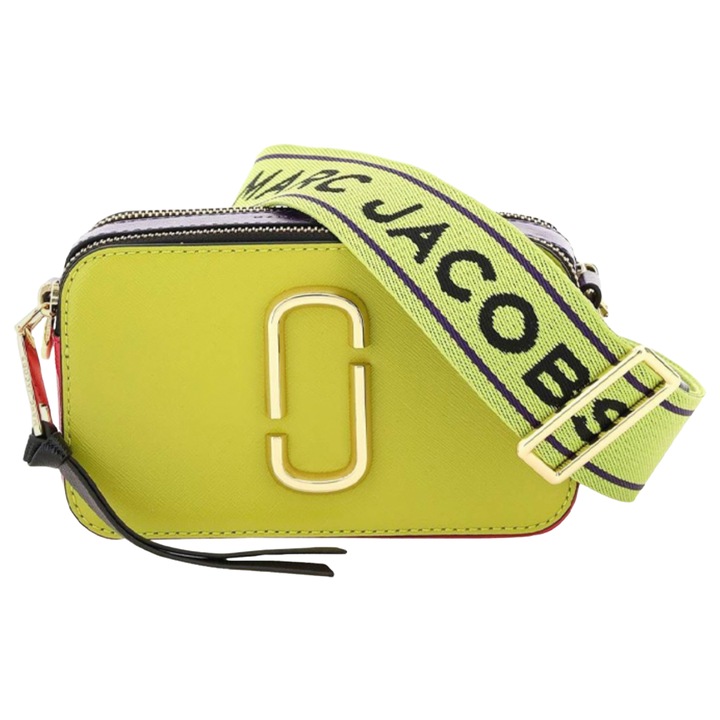 Bőrből készült crossbody táska, Marc Jacobs, The Snapshot, zöld, 19x11x6cm