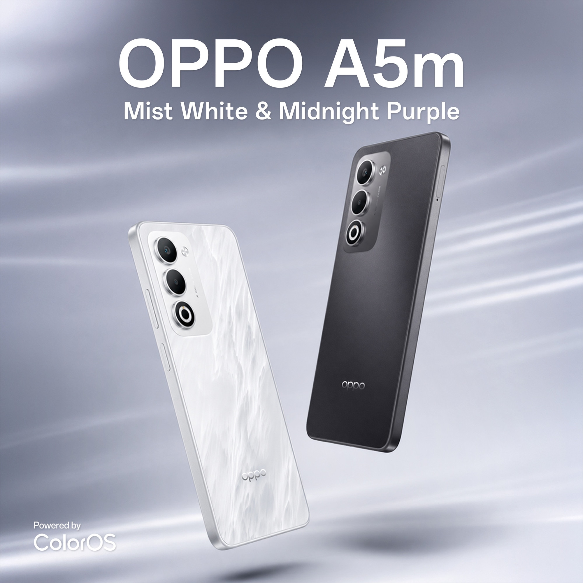 Telefon OPPO A5m 4G Dual SIM, 8GB RAM, 256GB, Baterie 6000mAh-Incarcator 45W SUPERVOOC Suplimentar, Misty White