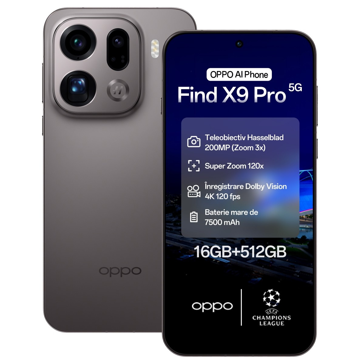 Telefon mobil OPPO Find X9 Pro, 512GB, 16GB RAM, 200MP Camera