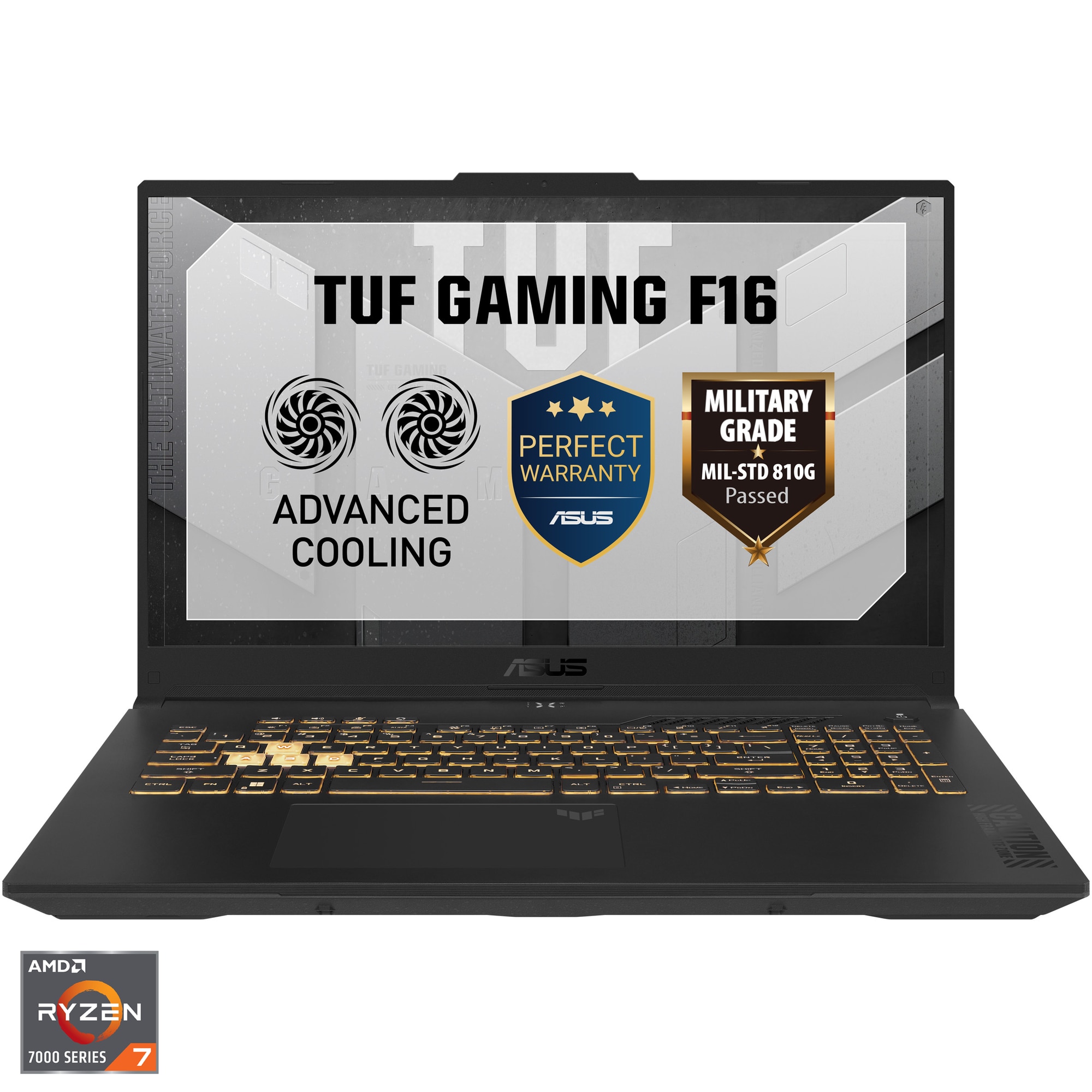 Laptop Asus TUF A17 FA707NUG-HX156, 17.3 inch 1920 x 1080, AMD 7445HS 6 C / 12 T, 3.55 GHz - 4.7 GHz, 6 MB 16 MB cache, 16 GB DDR5, 512 GB SSD, Nvidia GeForce RTX 4050, Fara sistem de operare