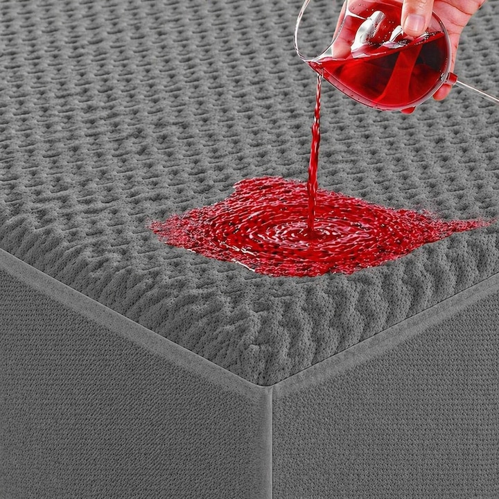 Husa Premium Protectie Saltea Impermeabila FizioTab®, 160x200x30cm, Matlasata cu Vascoza din Bambus, Moale, Respirabila, Lavabila, membrana TPU, Gri