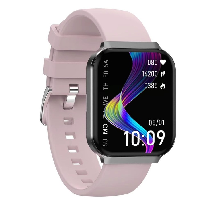 Ceas Smartwatch U6 AMOLED Full Touch, Monitorizare Glicemie, Ritm Cardiac, Somn, 100+ Moduri Sport, Apel Bluetooth, Notificari, SpO2, Fitness Tracker Avansat, 1.75 inch, Roz